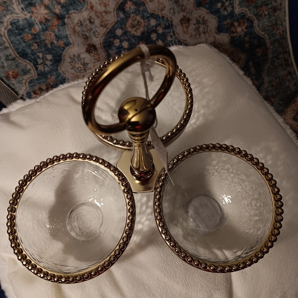 Elegant Gold and Glass Serving Stand - Picture 5 of 5